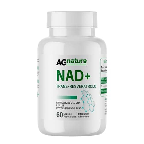 NAD Integratore Nicotinamide Puro 60Cps 1000mg - Complex Anti-Età e Anti-Fatica con Niacina, Trans Resveratrolo e Trimetilglicina