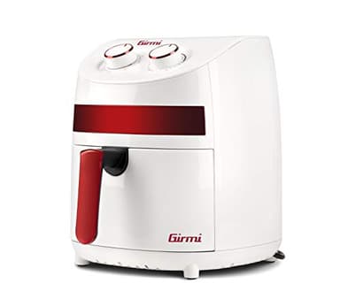Girmi FG93 Ecofrit Compact Friggitrice ad Aria, 3,2 Litri, 1000W, Eco - 30% risparmio energetico, Contenitore e vassoio antiaderenti, Temperatura regolabile, Ricettario incluso, Bianco/Rosso