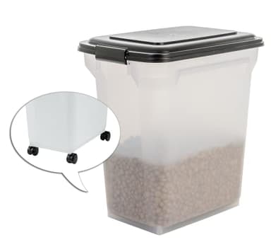 Iris Ohyama, Contenitore per Crocchette, 45L/15kg, Nero, Ermetici, Contenitore per Alimenti in Plastica con Coperchio, con Ruote, Per Cibo per Gatti, Cani, Cibo secco, Dolci, Scatola, ATS-L