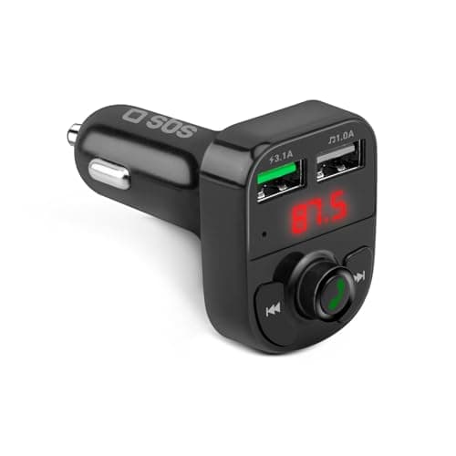 SBS Caricabatterie Auto 15W con Trasmettitore FM Bluetooth, Radio, Vivavoce, MP3, Lettore Audio, Display LCD, Comandi Integrati, Ricarica Rapida, Adaptive Fast Charge (AFC), USB 3.1, Presa 12V, Nero