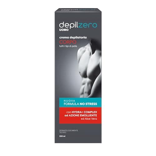 Depilzero - Crema Depilatoria Uomo, con Aloe Vera, Elimina il pelo lasciando la pelle Liscia e Morbida, 200ml