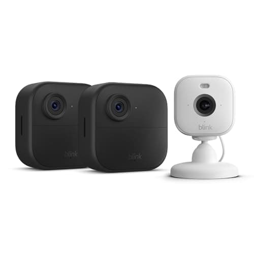 Nuova videocamera Blink (Outdoor 4) | Sistema a 2 telecamera con Sync Module Core incluso + Blink Mini 2 | Bianco