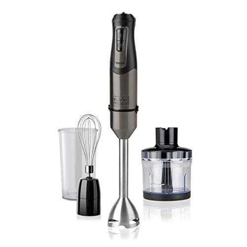 BLACK+DECKER BXHBA1000E Frullatore a Immersione, 1000 W, Inox/Plastica, Nero/Acciaio