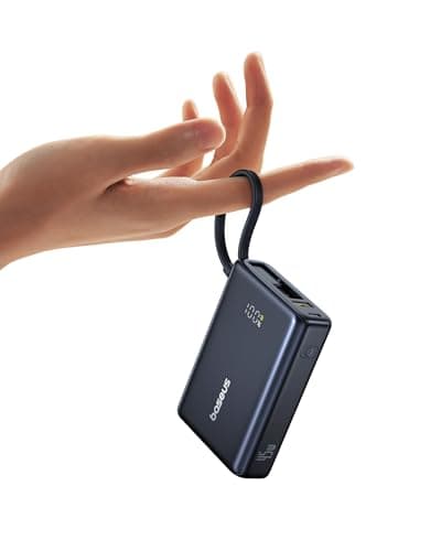 Baseus Picogo Power Bank 10000mAh 45W con Cavo USB-C Integrato, PD 3.0 QC 4+ Batterie Esterne 45 W, 2 USB-C e 1 USB-A, per iPhone 16 15 14 pro max plus, MacBook, ipad, Galaxy S24 Ultra, airpods pro
