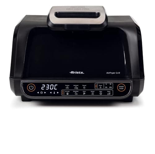 Ariete 4635 Air Fryer Grill, Friggitrice ad aria e Griglia, Bistecchiera,1700W, Capacità 8L, Friggi e Griglia, 8 funzioni di cottura, Timer, Nero