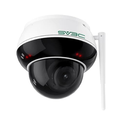 SV3C 5MP Telecamera Wi-Fi Esterno, 360° PTZ Telecamera Wifi Esterno Senza Fili con Visione Notturna, Tracciamento Intelligente, Rilevamento Umano/Veicoli, IP65, 2.4ghz