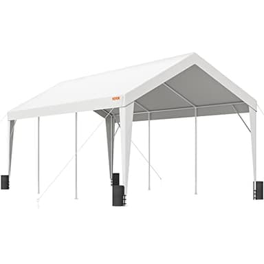 VEVOR Posto Auto Coperto, Tenda per Auto, Garage, Barca, 10x20 Piedi per Carico Pesante con 8 Pali Rinforzati e 4 Sacchi per Pesi, Telo Impermeabile per SUV, F150, Auto, Camion, Barca