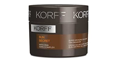 Korff Korff Sun Secret Super Abbronzante, Crema Solare Viso e Corpo, Crema Sublimatrice dell'Abbronzatura, Formula DNA Safe Complex, Texture Morbida, 150ml - 220 g