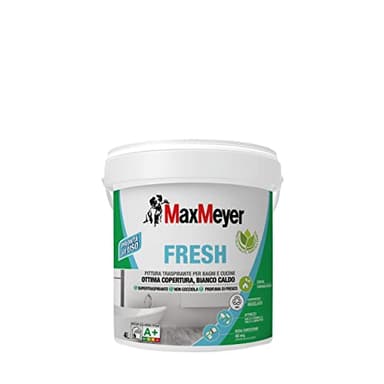 MaxMeyer Pittura per interni Bagni& Cucine Fresh A+ e priva di formaldeide BIANCO 4 L