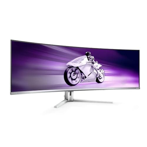 Philips Evnia 49M2C8900 - Monitor da gioco curvo OLED DQHD da 49 pollici, 240 Hertz, 0,03 ms GtG, HDR400, Ambiglow (5120x1440, HDMI 2.1, DisplayPort 1.4, USB-C, Hub USB) bianco