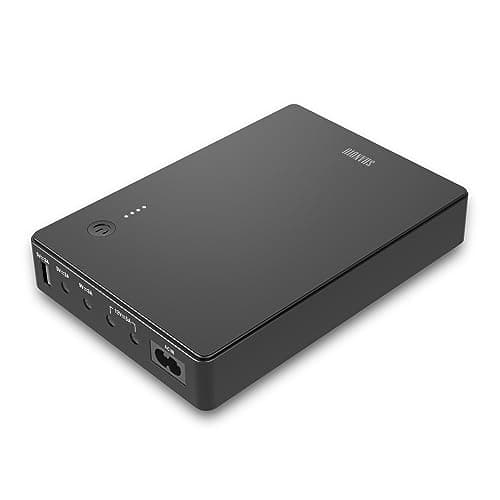 Shanqiu Gruppo di Continuità Mini UPS per Router, Modem, Telecamera con Ingresso AC Uscita USB 5V DC 5V 9V 12V 1A 2A 3A (74Wh)