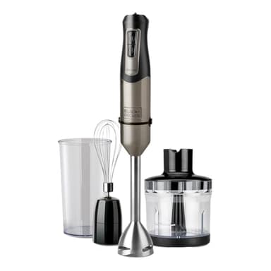 Black+Dedcker - Frullatore a immersione BXHBA1000E | 1000W | 20 velocità + turbo | Acciaio inossidabile | Asta rimovibile | Tritaghiaccio | Impugnatura ergonomica | Set completo di accessori