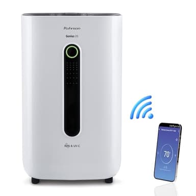 Rohnson Pro-Deumidificatore Avanzato - Purificatore D'aria Ionico Per Spazi Fino A 120m², Controllo Smart Wi-Fi, Ampio Serbatoio Da 6,5L, Funzionamento Silenzioso Con Opzione Filtro HEPA