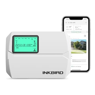 Centralina Irrigazione Wifi 8 Zones,Inkbird Sistemi di Irrigazione Automatico per Giardino,APP Controllo,Memoria Non Volatile Integrata,Regolazione Stagionale,Supporto Vista dei Dati di Irrigazione