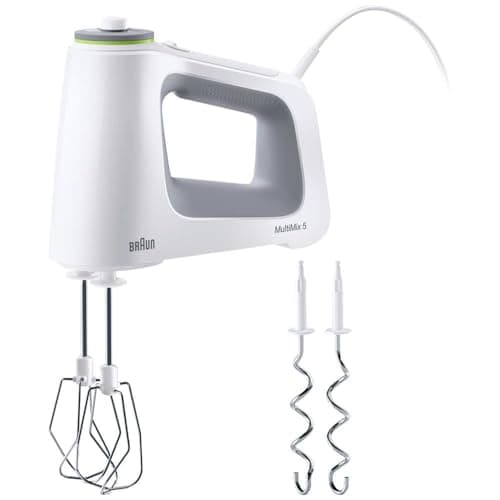 Sbattitore manuale Braun Household MultiMix 5 HM 5000 - miscelatore manuale con controllo a velocità variabile, 700 watt, incl. frusta e gancio per impastare, bianco/grigio