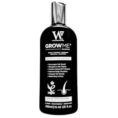 Shampoo Anticaduta Watermans Grow Me - Trattamento per l'Ispessimento dei Capelli con Caffeina, Biotina, Olio di Argan, Rosmarino e Niacinamide per Donne e Uomini