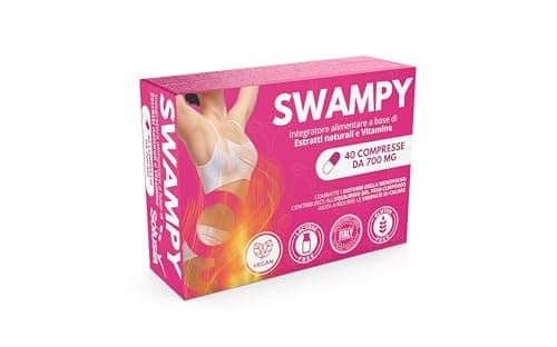 SOLUSIA Swampy Integratore Menopausa, elimina gonfiore sudorazione vampate stanchezza, regolarizza attività ormonale con Passiflora Kudzu Garcinia Cambogia Cimifuga Trifoglio rosso Agnocasto Vitamine