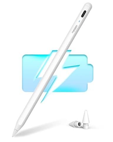 Metapen Penna A8 Compatibile con Apple iPad 2018-2025,Ricarica Rapida,Sensibile all'Inclinazione &Rifiuto del Palmo,Stylus Pencil per ipad 11 A16/10/9/8/7/6,Pro 11/12.9,Air 3/4/5/M2/M3,Mini 5/6-Bianco