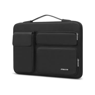 MOSISO Custodia Borsa Porta PC 13-13,3 Pollici Compatibile con MacBook Air/Pro,Compatibile con MacBook Pro 14 M4 M3 M2 M1, Lato Aperto Borsa con 2 Alzato&1 Flapover Tasche&Cintura,Nero
