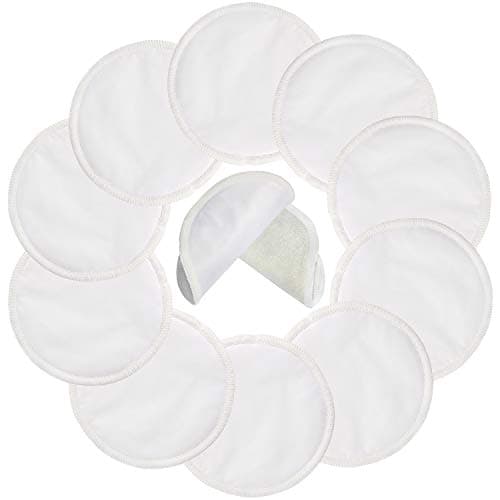 Pinowu assorbenti riutilizzabili per l'allattamento (10 pezzi), assorbenti lavabili e rispettosi della pelle - a prova di perdite, assorbenti e morbidissimi con rete da bucato (3 strati, 12 cm)