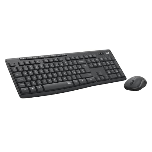 Logitech MK295 Silent Wireless Combo tastiera e mouse con tecnologia SilentTouch, tastierino numerico, tracciamento ottico avanzato, wireless senza ritardi, 90% di rumore in meno - Grafite