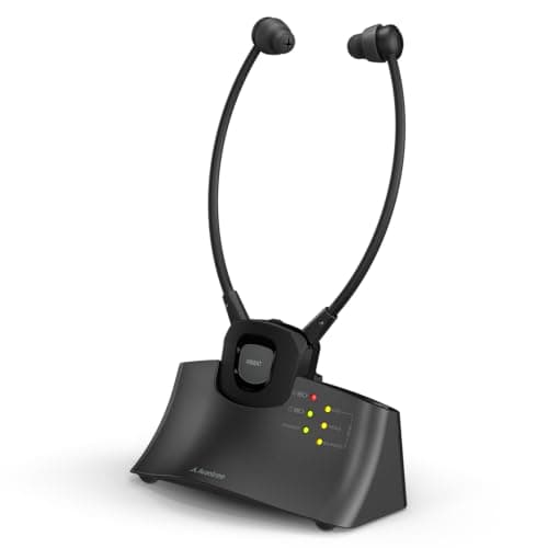 Avantree HT381- RF Digitale Cuffie Senza Fili la TV con Trasmettitore RF, Controllo del Volume Bilanciato L/R, Wireless Auricolari per Anziani, Compatibili con TV con Uscita Audio Ottica o AUX