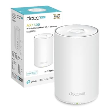TP-Link Deco X1500-4G, Router 4G+ CAT6 con SIM Card, Wi-Fi 6 Mesh, Dual Band AX1500, Seamless Roaming, 3 Porte Gigabit Ethernet, Parental Control, 1 pz, Copertura fino a 190 m2, Compatibile con Alexa