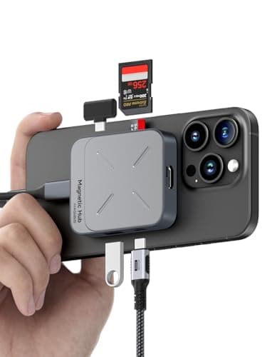 Hagibis Hub USB C magnetico con Magsafe per iPhone 16 15 Pro Max, 7 in 1 Docking Station di tipo C 4K@60Hz HDMI SD3.0 TF3.0 Card Solt 100W PD 10Gbps USB-C AUX per MacBook Pro Air, iPad Pro