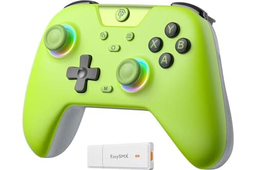 EasySMX X05 Wireless Controller PC con RGB Luce- Joystick/Trigger Hall- Batteria Ricaricabile da 750mAh- Vibrazione- Turbo per PC/Switch/Mobile- Joystick PC Compatible con Black Myth: Wukong- Verde