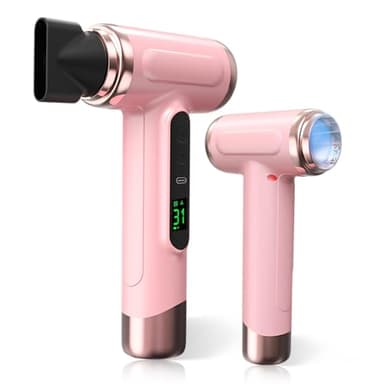 Asciugacapelli Senza Fili, Asciugacapelli Senza Fili da 15000 MAh Ricaricabile con Ricarica USB Asciugacapelli con Batteria a Freddo e Caldo per Viaggi in Campeggio (Plnk)