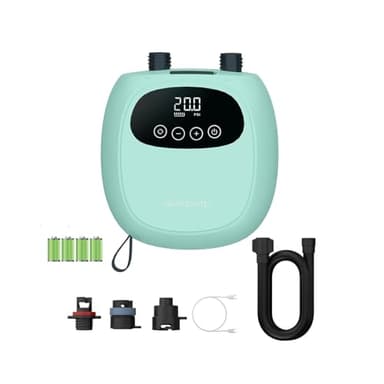 dwndpump Pompa Elettrica SUP 20PSI, Pompa ad Aria Ricaricabile, 4 * 2600mAh Portatile Compressore Aria Elettrico Pompa per Tavole da Paddle, Kayak, Ali del Vento (con 7 Valvole Adattatori)