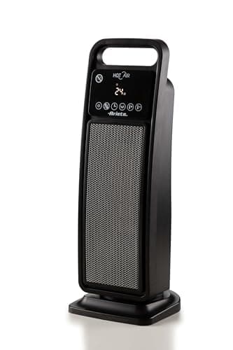 Ariete 8212 Stufa elettrica a torre, 2000W, Funzione ventilazione, Funzione oscillazione, Timer fino a 8 ore, Led display, Tecnologia ceramica, Basso consumo energetico, Nero