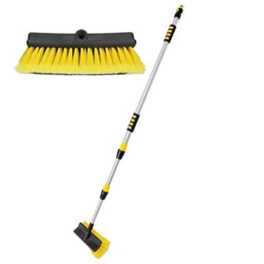 ECD Germany Spazzola di Lavaggio Telescopica per Auto Morbida - Allungabile 130-300 cm - Idrospazzola Autolavaggio Spazzolone Pulizia Cura per Auto Camper Camion SUV con Interrutore ON/off Acqua