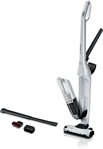 Bosch BCH3P2301, Scopa elettrica ricaricabile Flexxo Gen2, Serie 4, 23Vmax, Spazzola per tutti i tipi di pavimento e facile da pulire, Incluso Aspirabriciole, durata fino a 50 minuti, Bianco