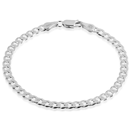 QUADRI - Elegante Bracciale in Argento 925 con Catena Modello Cubano Diamantato per Uomo/Donna - larghezza 5 mm - lunghezza 18 | 19 | 20.30 | 21.60 | 23 | cm - Certificato Made in Italy (21.60 Cm)
