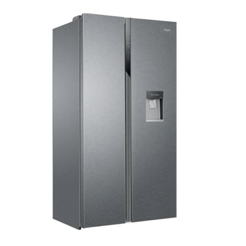 Haier SBS 90 Serie 3, Frigorifero Side by Side, 2 Porte, 521 Litri, No Frost, Water Dispenser e Sistema Multi Air Flow, Libera Installazione, Classe E, 90,8 x 64,7 x 177,5 cm, Alluminio - HSR3918EWPG