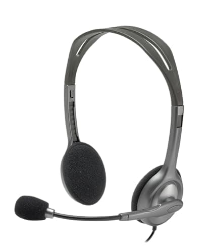 Logitech H111 Cuffie Cablate per Computer, Stereo con Microfono, Cancellazione Rumore, ‎Jack Audio da 3.5 mm, PC/Mac/Laptop/Smartphone/Tablet, Nero