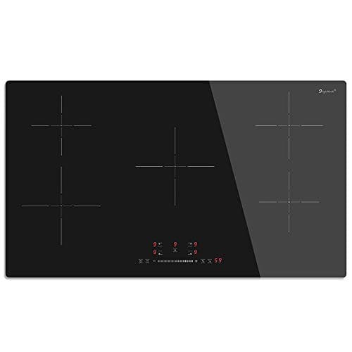 Piano cottura a induzione 5 fuochi, Piano cottura induzione 90 cm con protezione da spegnimento automatico,Timer, Blocco di sicurezza per bambini, Controllo tattile, 9300W 220-240V