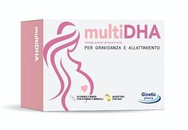 MULTIDHA | Integratore con Vitamine e Minerali +DHA | 30 capsule + 30 Softgel | Folico + 17 Nutrienti | Dal Concepimento a tutta la durata dell'allattamento.