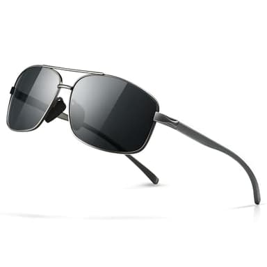 SUNGAIT Occhiali da Sole Maschili Polarizzati Ultra Lightweight Rectangular Sunglasses UV400 Protection (Gunmetal Frame-Gray Lens)