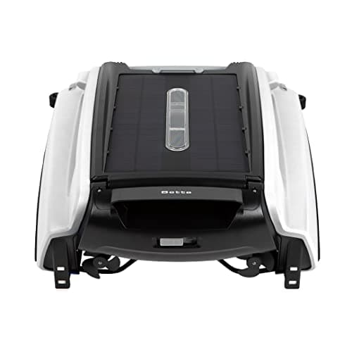 Betta SE Solar Powered Robot automatico per la pulizia della superficie della piscina con skimmer, batteria per la pulizia continua di 30 ore e motori gemelli riprogettati resistenti al cloro (bianco)