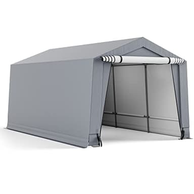 GYMAX Tenda Garage Impermeabile, Tenda Auto con Struttura in Acciaio Zincato Antiruggine, Riparo Garage con Porte Staccabili con Chiusure Lampo, per Auto, Camper