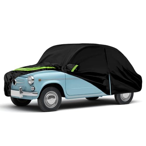 JinsenTGG Copriauto Sostituzione per Fiat 600 1955-1969, Copertura Auto Protettiva Dell'auto, Telone per Auto Garage Completo Impermeabile Strisce Riflettenti Completo