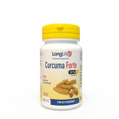 LongLife® Curcuma Forte | Titolata al 95% in curcuminoidi e oli essenziali | Con Ar-turmerone | Formula brevettata 7 volte più biodisponibile | Fino a 2 mesi di trattamento | Senza glutine e vegano
