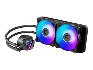 MSI MAG CORELIQUID 240R V2 Dissipatore CPU a liquido da 240mm ARGB, 2 ventole PWM 120mm, compatibile Intel 1700 e AMD, fino a 70.000 ore di utilizzo, testata con logo rotabile, Mystic Light