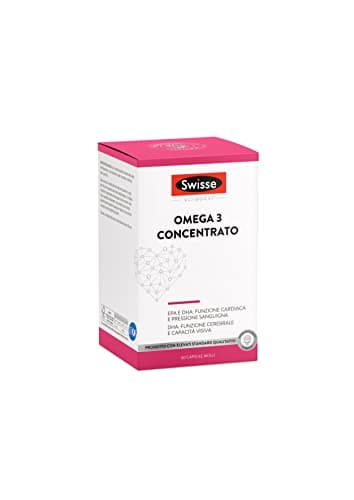 Swisse Omega 3 Concentrato 60 capsule molli 1800 mg di Olio di Pesce,648mg EPA e 432mg DHA per porzione, Certificato 5* IFOS, Capsule inodore rivestite alla vaniglia