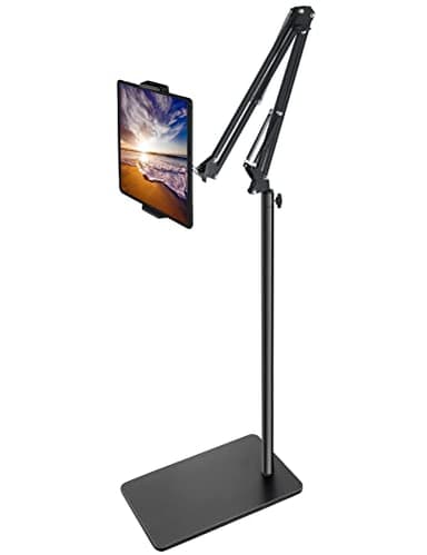 Supporto Tablet da Pavimento con Base 3 kg, Braccio Pieghevole Regolabile in Altezza per Letto o Divano, Porta Tablet per iPad Pro Air Mini 4,7-12,9", iPhone, Samsung Tab, Switch, Kindle, E-reader