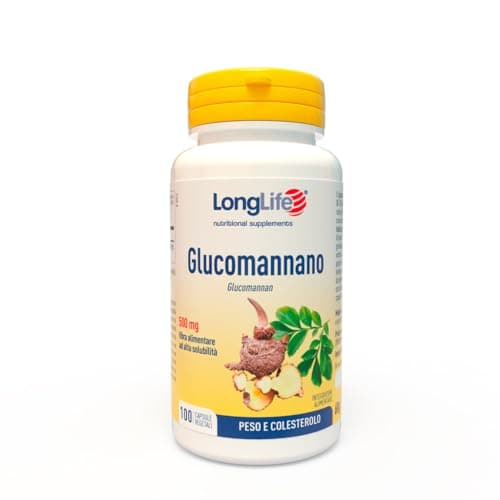 LongLife® Glucomannano | 3000mg per dose giornaliera | Controllo del peso e senso di sazietà | Fibra alimentare naturale | 100 capsule vegetali | Vegano e senza glutine