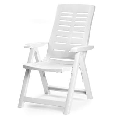 VIRSUS Poltrona Pieghevole da Giardino di colore Bianco, Misura 60x61x109 cm, Sedia Reclinabile Multiposizione Regolabile per Esterno, Made in Italy -YUM019F
