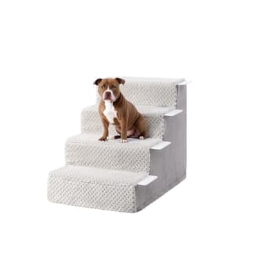 KSIIA Scala per cani di piccola taglia, altezza 44 cm, con rivestimento rimovibile, lavabile, per gatti anziani, cani, rampa per cani e gatti, antiscivolo, per letto e divano, grigio